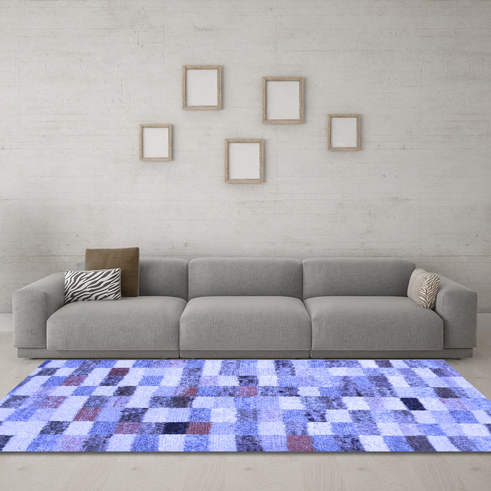 Machine Washable Abstract Blue Contemporary Rug in a Living Room, wshcon1244blu