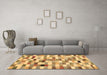 Machine Washable Abstract Brown Contemporary Rug in a Living Room,, wshcon1244brn