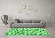 Machine Washable Abstract Emerald Green Contemporary Area Rugs in a Living Room,, wshcon1244emgrn