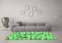 Machine Washable Abstract Emerald Green Contemporary Rug, wshcon1244emgrn