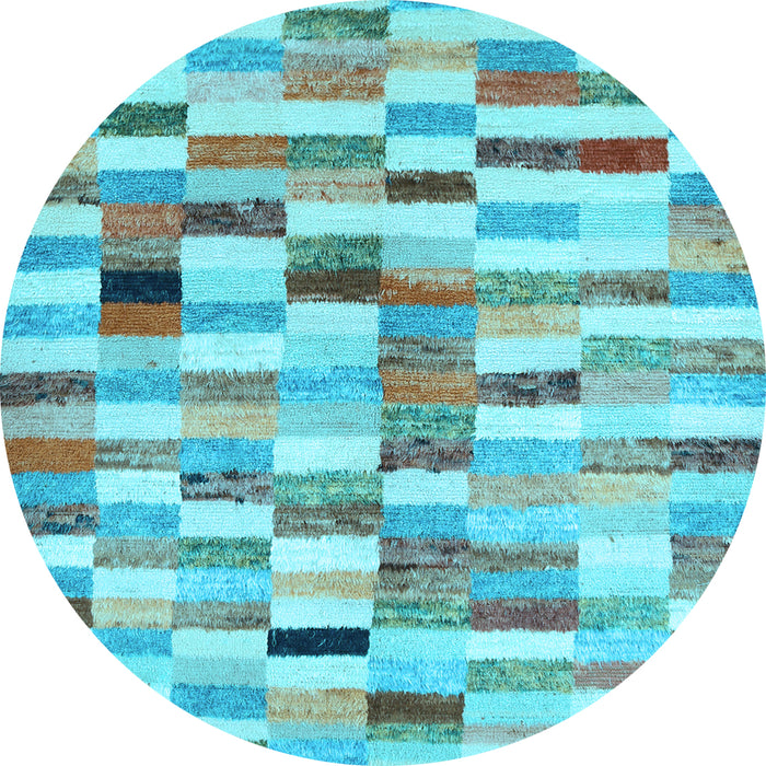 Round Abstract Light Blue Contemporary Rug, con1244lblu