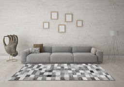 Machine Washable Abstract Gray Contemporary Rug in a Living Room,, wshcon1244gry