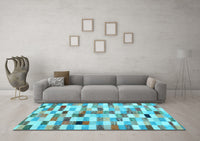Machine Washable Abstract Light Blue Contemporary Rug, wshcon1244lblu