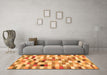 Machine Washable Abstract Orange Contemporary Area Rugs in a Living Room, wshcon1244org