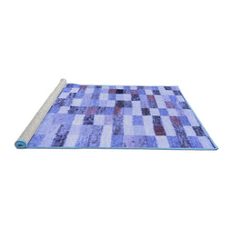 Sideview of Machine Washable Abstract Blue Contemporary Rug, wshcon1244blu