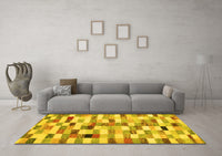 Machine Washable Abstract Yellow Contemporary Rug, wshcon1244yw