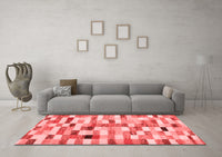 Machine Washable Abstract Red Contemporary Rug, wshcon1244red