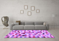 Machine Washable Abstract Purple Contemporary Rug, wshcon1244pur