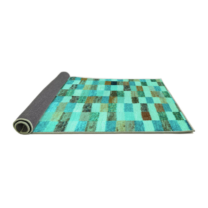 Sideview of Abstract Turquoise Contemporary Rug, con1244turq