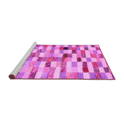 Sideview of Machine Washable Abstract Pink Contemporary Rug, wshcon1244pnk