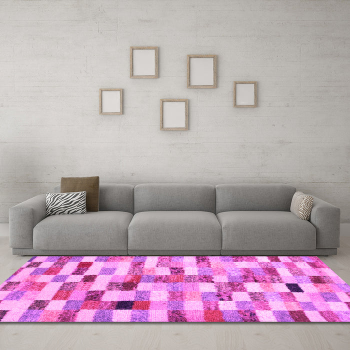 Machine Washable Abstract Pink Contemporary Rug in a Living Room, wshcon1244pnk