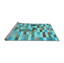 Sideview of Machine Washable Abstract Light Blue Contemporary Rug, wshcon1244lblu