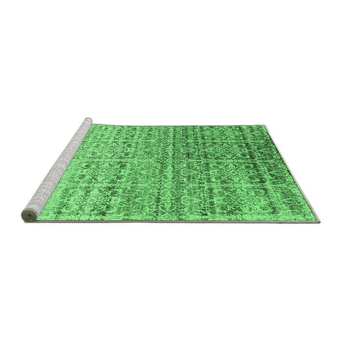 Sideview of Machine Washable Abstract Emerald Green Contemporary Area Rugs, wshcon1245emgrn