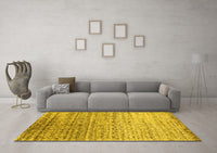 Machine Washable Abstract Yellow Contemporary Rug, wshcon1245yw