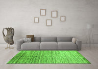 Machine Washable Abstract Green Contemporary Rug, wshcon1245grn