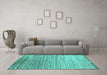 Machine Washable Abstract Turquoise Contemporary Area Rugs in a Living Room,, wshcon1245turq