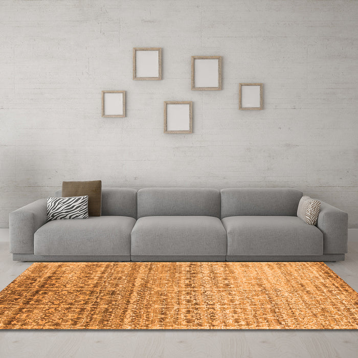 Machine Washable Abstract Orange Contemporary Area Rugs in a Living Room, wshcon1245org
