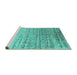 Sideview of Machine Washable Abstract Turquoise Contemporary Area Rugs, wshcon1245turq