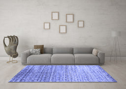 Machine Washable Abstract Blue Contemporary Rug in a Living Room, wshcon1245blu