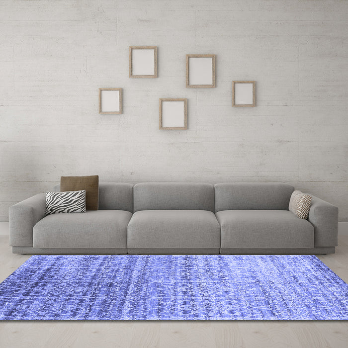 Machine Washable Abstract Blue Contemporary Rug in a Living Room, wshcon1245blu