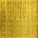 Square Machine Washable Abstract Yellow Contemporary Rug, wshcon1245yw