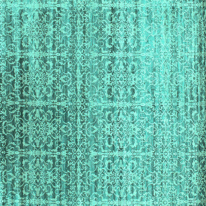Square Abstract Turquoise Contemporary Rug, con1245turq