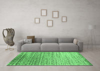 Machine Washable Abstract Emerald Green Contemporary Rug, wshcon1245emgrn