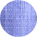 Round Abstract Blue Contemporary Rug, con1245blu