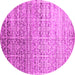 Round Machine Washable Abstract Pink Contemporary Rug, wshcon1245pnk