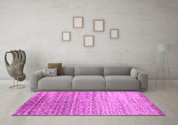 Machine Washable Abstract Pink Contemporary Rug in a Living Room, wshcon1245pnk