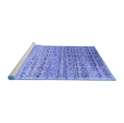 Sideview of Machine Washable Abstract Blue Contemporary Rug, wshcon1245blu