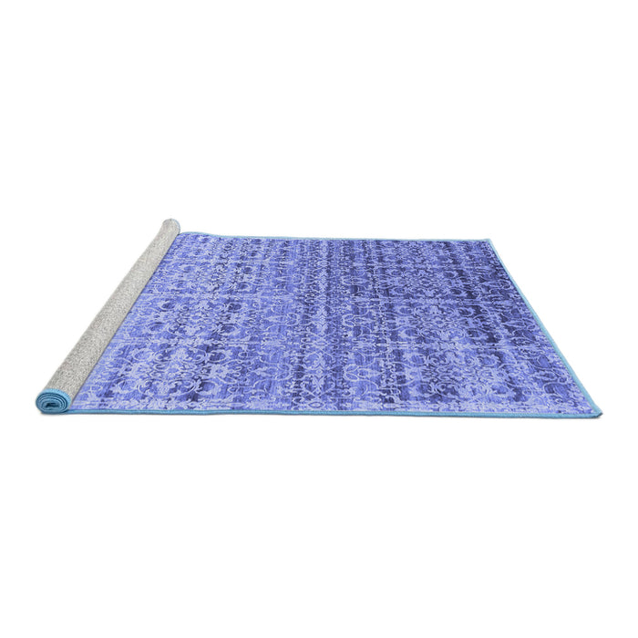 Sideview of Machine Washable Abstract Blue Contemporary Rug, wshcon1245blu