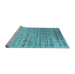 Sideview of Machine Washable Abstract Light Blue Contemporary Rug, wshcon1245lblu