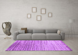 Machine Washable Abstract Purple Contemporary Area Rugs in a Living Room, wshcon1245pur