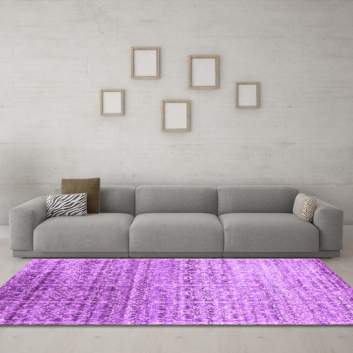 Machine Washable Abstract Purple Contemporary Area Rugs in a Living Room, wshcon1245pur