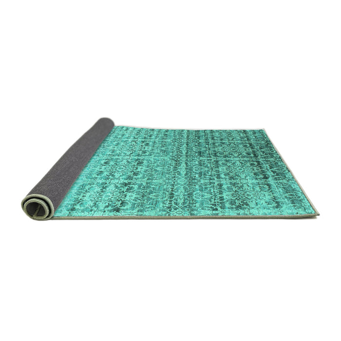 Sideview of Abstract Turquoise Contemporary Rug, con1245turq