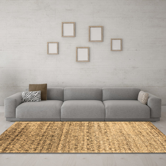 Machine Washable Abstract Brown Contemporary Rug in a Living Room,, wshcon1245brn