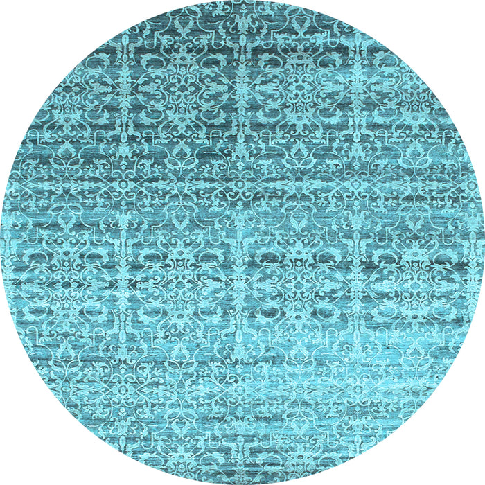 Round Machine Washable Abstract Light Blue Contemporary Rug, wshcon1245lblu