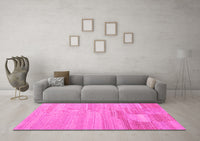 Machine Washable Abstract Pink Contemporary Rug, wshcon1246pnk