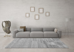Machine Washable Abstract Gray Contemporary Rug in a Living Room,, wshcon1246gry