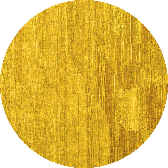 Round Machine Washable Abstract Yellow Contemporary Rug, wshcon1246yw