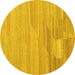 Round Abstract Yellow Contemporary Rug, con1246yw