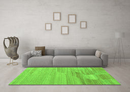 Machine Washable Abstract Green Contemporary Area Rugs in a Living Room,, wshcon1246grn