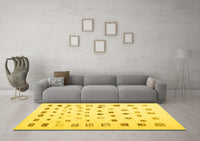 Machine Washable Abstract Yellow Contemporary Rug, wshcon1247yw