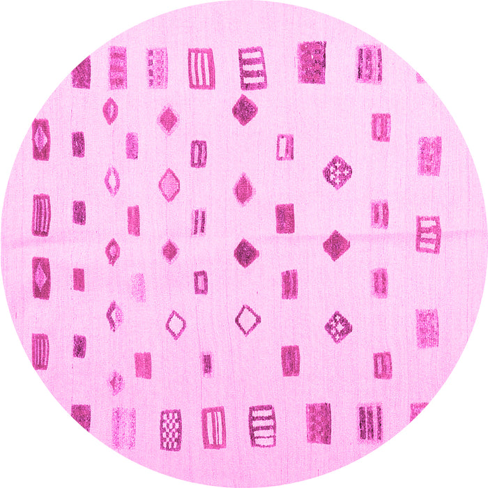 Round Machine Washable Abstract Pink Contemporary Rug, wshcon1247pnk