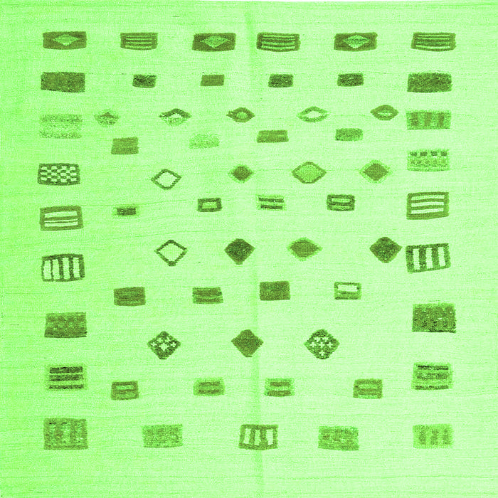 Serging Thickness of Abstract Green Contemporary Rug, con1247grn