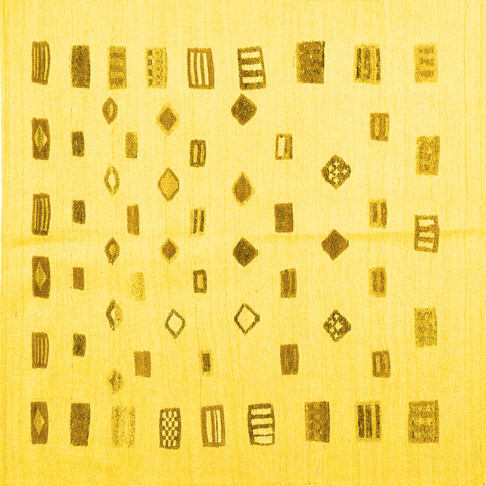 Square Abstract Yellow Contemporary Rug, con1247yw