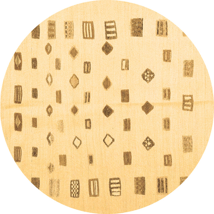 Round Machine Washable Abstract Brown Contemporary Rug, wshcon1247brn