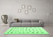 Machine Washable Abstract Emerald Green Contemporary Area Rugs in a Living Room,, wshcon1247emgrn