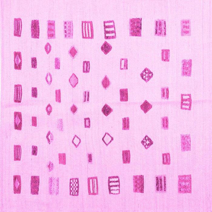 Square Machine Washable Abstract Pink Contemporary Rug, wshcon1247pnk